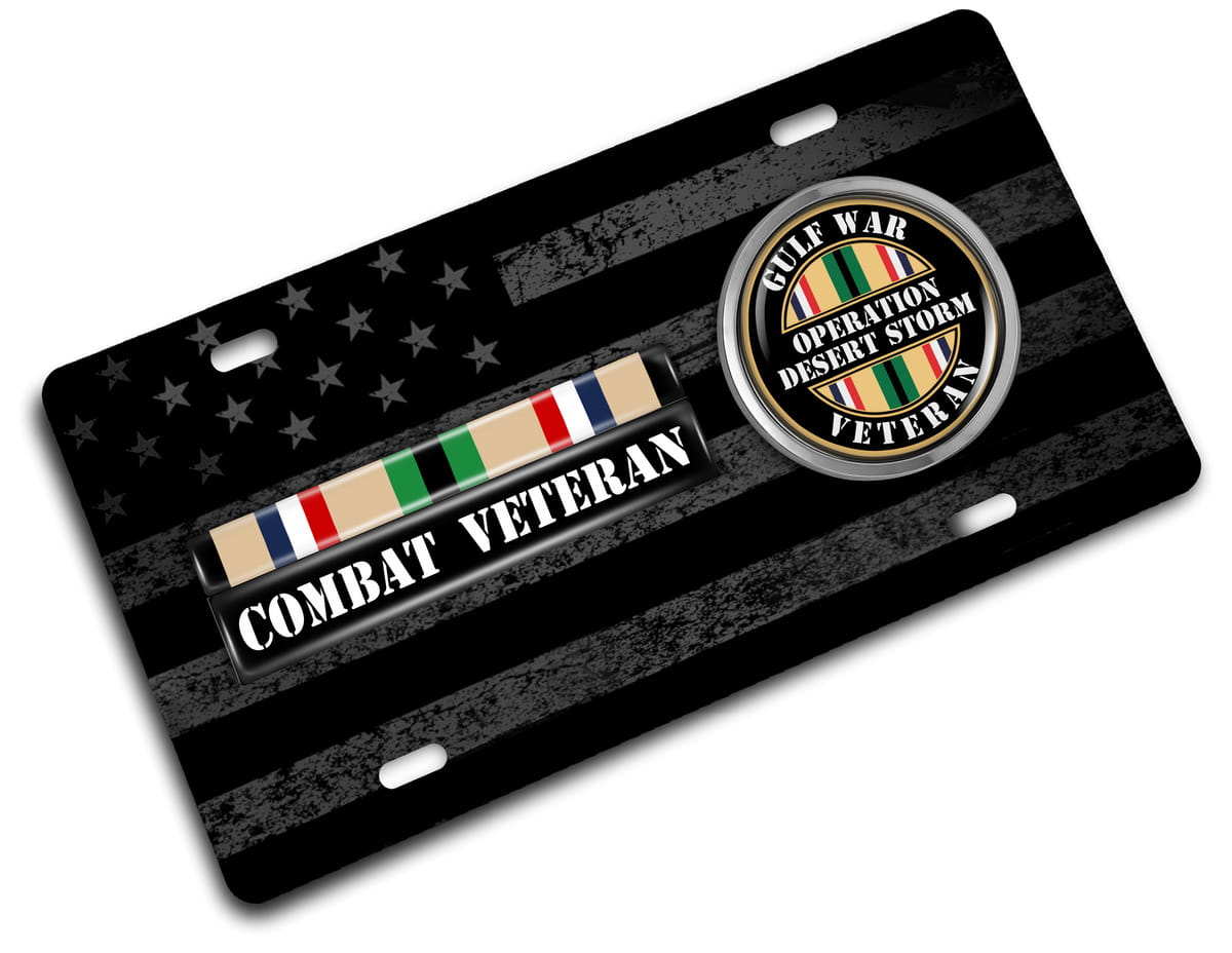 Desert Storm Gulf Combat Veteran - Stainless Steel Car License Plate